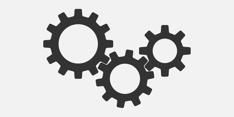 Metal gears and cogs vector. Gear icon flat design. Mechanism wheels logo. Cogwheel concept template.
