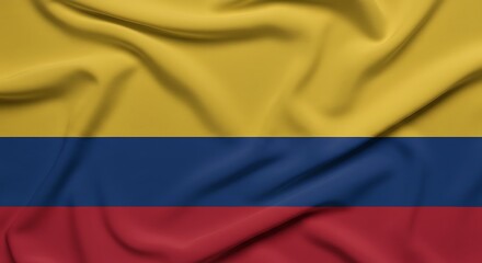 Naklejka premium Fabric with Horizontal Yellow Blue Red Stripes Rippling