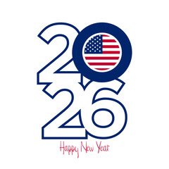 Happy new year 2026 greeting card design with USA Flag illustration.