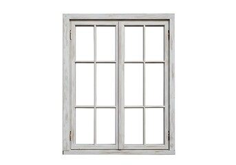 Obraz premium A white window with a grid pattern on a white background in a studio shot and centered frame view