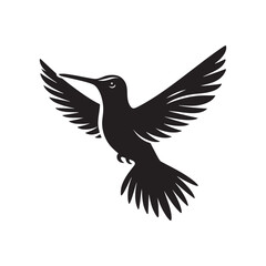 Obraz premium Hummingbird Vector Silhouette, Elegant Avian Design, Delicate Wings in Motion, Nature-Inspired Bird Art, Tiny Bird Illustration, Flying Jewel. 