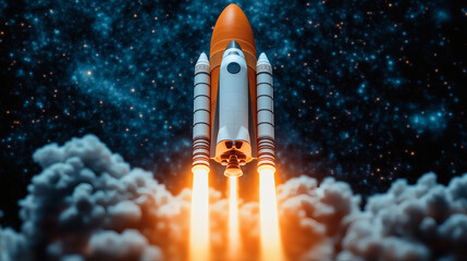 Fototapeta premium Space rocket launch illustration