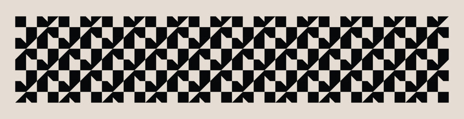 Seamless black and white mid century modern geometric pattern for banners, backgrounds, fabric design, home decor.