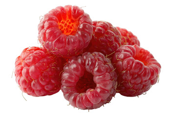 Closeup of fresh red raspberries isolated on high resolution image perfect for food blogs recipes and on transparent background