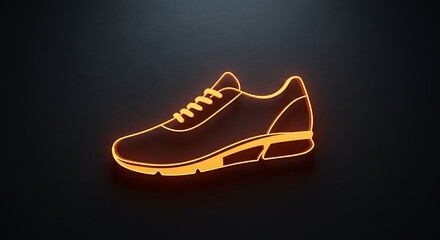 Glowing Shoe Outline on Dark Background Sporty Minimalist Design