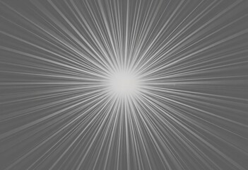 Fototapeta premium Abstract grey sunburst rays background with central copy space, elegant, illustration
