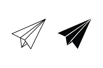 Two black and white paper airplane designs representing flight and communication concepts