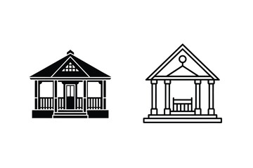 Black and white vector illustrations of two gazebos perfect for architectural designs