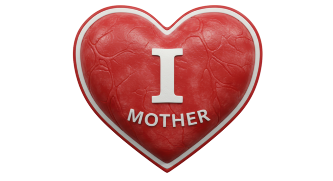 Isolated Heart with I Love Mother Message