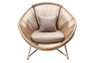 top view of outdoor cord lounge armchair isolated on white background