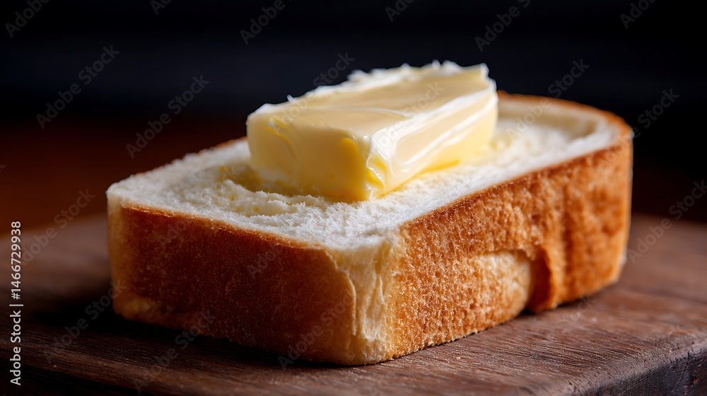Poster A slice of bread with a thick layer of butter on top