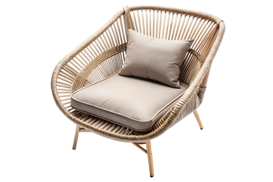 top view of outdoor cord lounge armchair isolated on white background