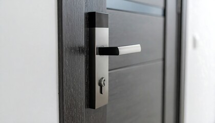 Modern Door Handle Design Close up Sleek Silver and Black Interior Door with Keyhole