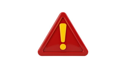 3D rendered red triangle warning sign isolated on transparent background 