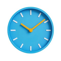 3D blue clock face with yellow hands