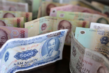Vietnamese dong banknotes. Money concept