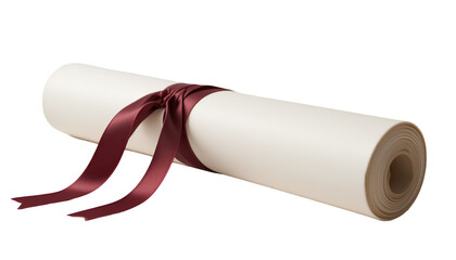 roll of paper with red ribbon isolated on transparent background 