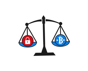 Balanced Scales Representing Security and Cryptocurrency  