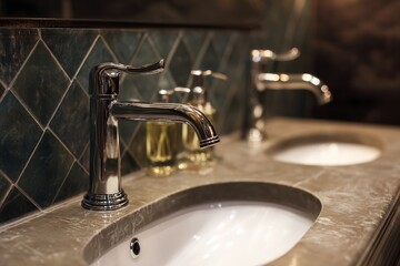 Dual sink setup with modern faucet --ar 3:2 --v 7 Job ID: b7e318d2-0f02-4305-bf1e-d36afcfb1bc0
