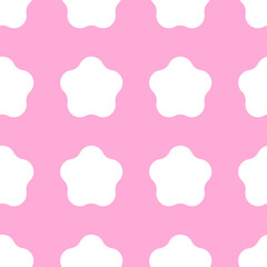 White Flower Pattern on Pink Background, Danish Pastel Design