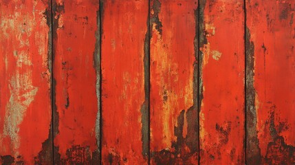 Rusted corrugated metal panel background with deep red-orange corrosion, vertical ridges, and rough industrial texture