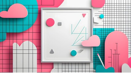 Abstract geometric design with colorful elements and copy space for creativity concept