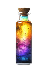 Isolated Glass Bottle with Colorful Galaxy Liquid