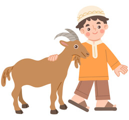 Illustration of Muslim boys celebrating Eid Adha