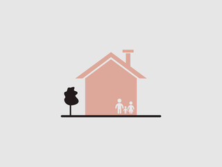a minimalist illustration of a house with a chimney