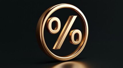 Obraz premium 3d gold icon for percent