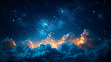 Obraz premium Constellation of glowing stars floating above a cloudy night sky