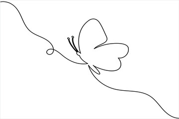 Butterfly continuous one line drawing minimalist unique vector illustration 
