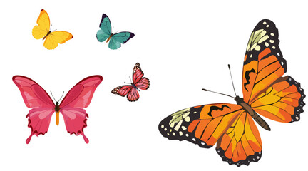 set of colorful butterflies vector nature wildlife graphic design