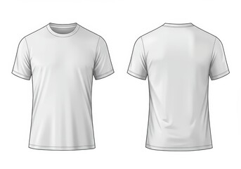 White t-shirt front and back view for mockup template design illustration