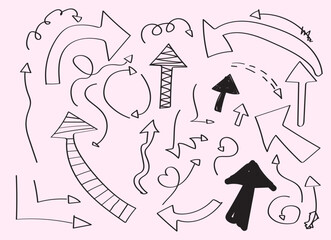 hand drawn doodle arrows collection