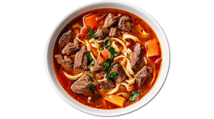 Delicious Beef Noodle Soup Recipe A Hearty and Flavorful Meal isolated on transparent background