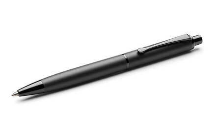 Elegant black ballpoint pen isolated on white background
