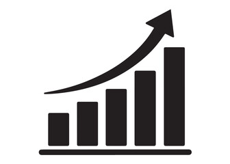 Growth bar chart logo silhouette vector, bar graph logo icon silhouette vector, business growth bar logo vector illustration, black silhouette growth bar logo silhouette vector on white background