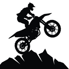 Fototapeta premium Dirt Bike Jumping Silhouette Vector Featuring Off-Road Rider Performing Extreme Stunt in Mid-Air