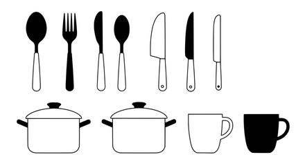 Kitchen Essentials: A collection of essential kitchen tools and utensils is artfully displayed, highlighting both minimalist design and practical functionality for everyday use.