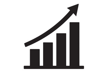 Growth bar chart logo silhouette vector, bar graph logo icon silhouette vector, business growth bar logo vector illustration, black silhouette growth bar logo silhouette vector on white background