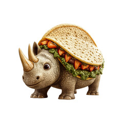 Fototapeta premium Adorable Rhino with Giant Taco Shell