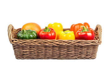Basket of Delight Colorful peppers and an orange burst with freshness
