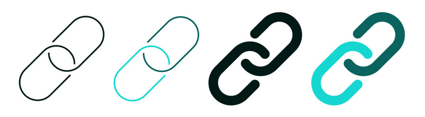 Naklejka premium Link line icon set. Internet or technology concept. Solid color or black logo for web, ui or mobile app. Simple style symbol isolated on white background. Editable vector stroke. 