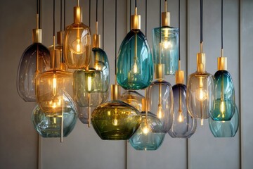 Glass pendant cluster lighting --ar 3:2 --v 7 Job ID: 33a93e27-f384-439f-bd5f-30f583854934