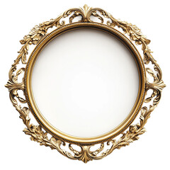 Gold frame. [Transparent Background PNG].