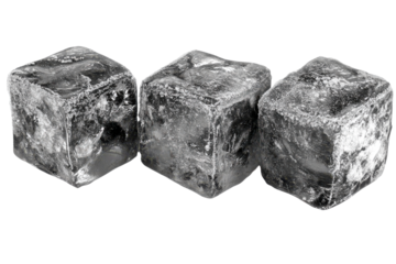 Chilling Trio A line of frostkissed ice cubes glitters against the stark abyss