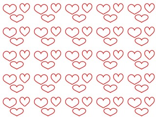 Red icon love seamless pattern on white background 