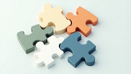 Fototapeta premium Colorful Puzzle Pieces Illustrate Teamwork and Collaboration