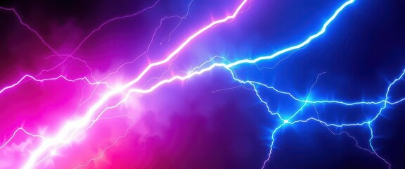 Abstract neon lightning bolt, vibrant energy streaks, bright, illustration